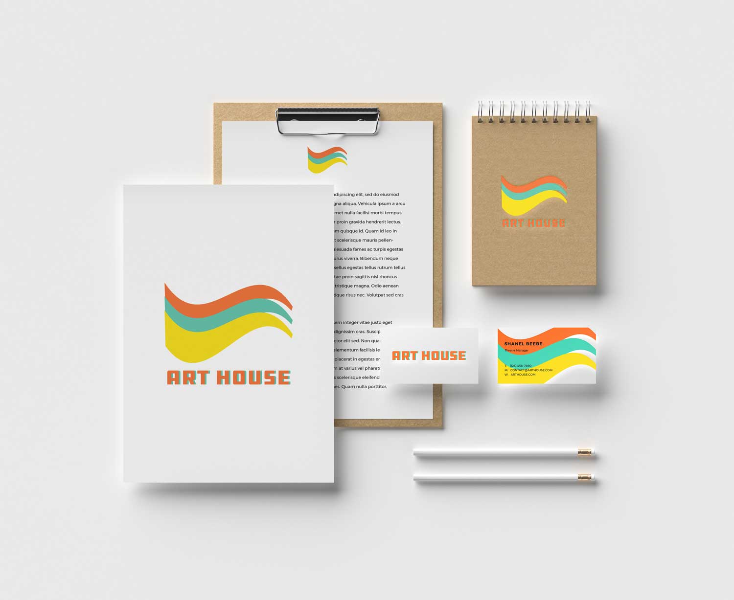 Stationary mockup of Art House logo design