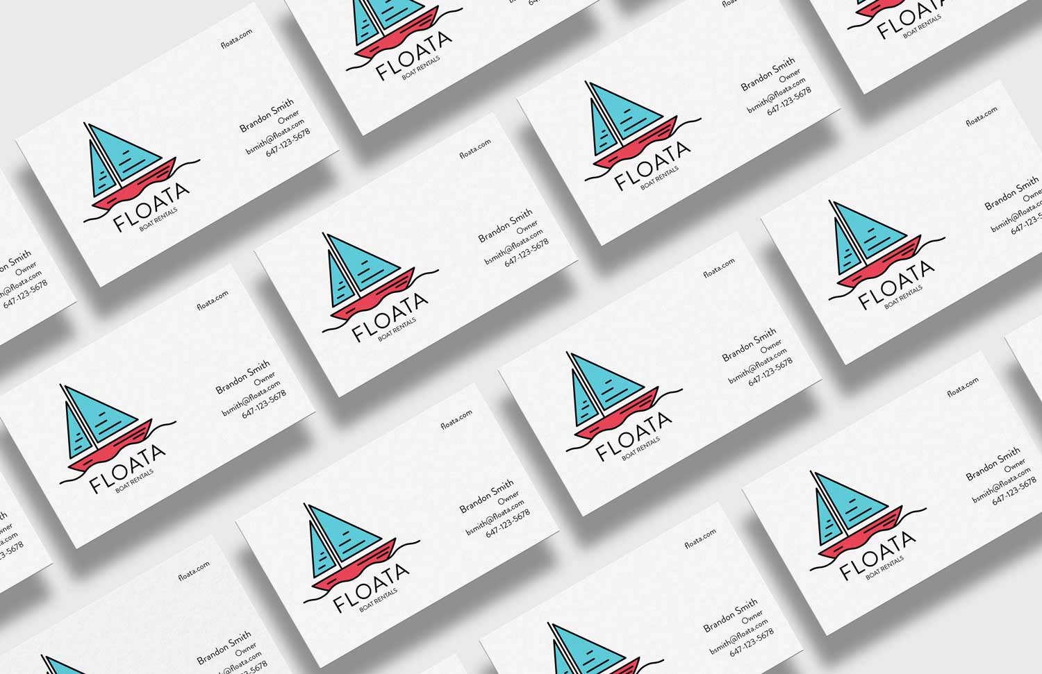 Business card mockup of Floata logo design